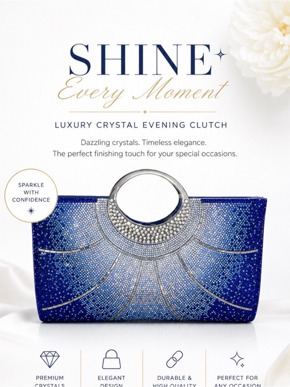 SHINE EVERY MOMENT ELEGANT ENCRUSTED EVENING CLUTCH